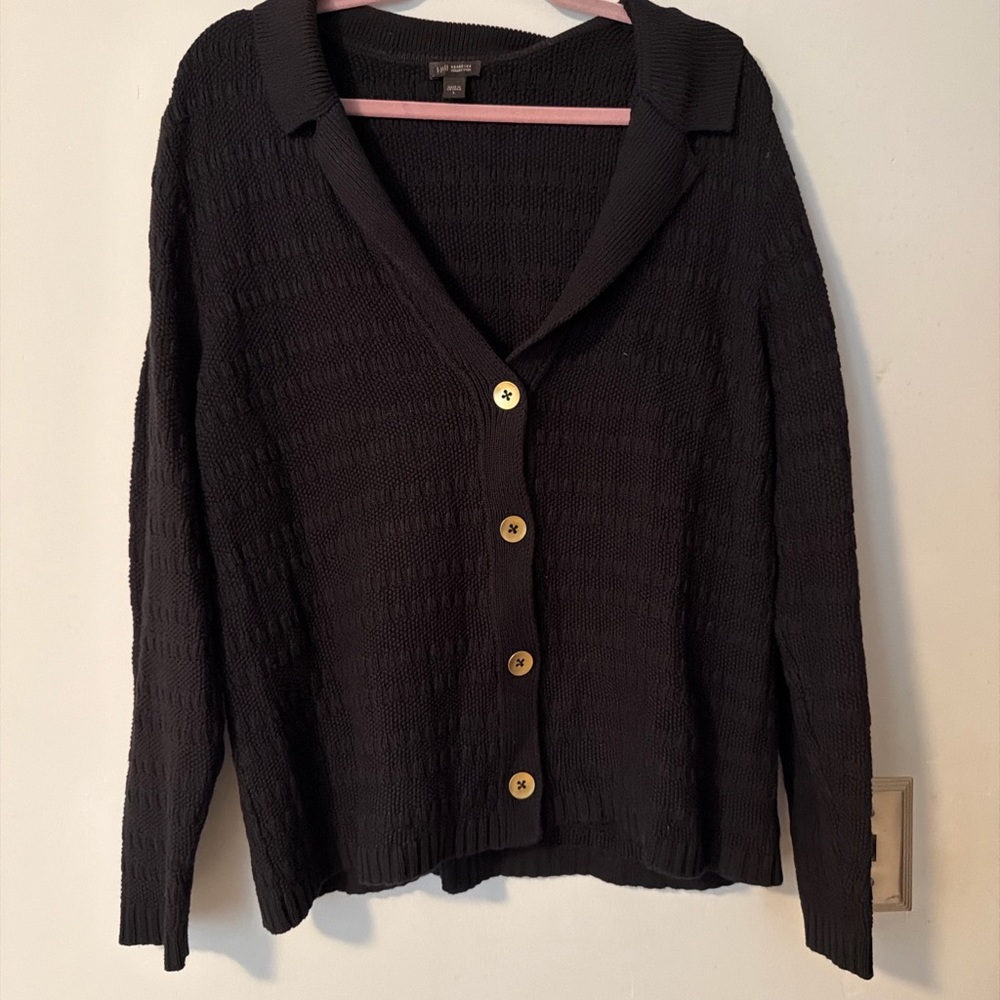 J.Jill Wearever Collection Black Button Cardigan Sweater Size L NWOT